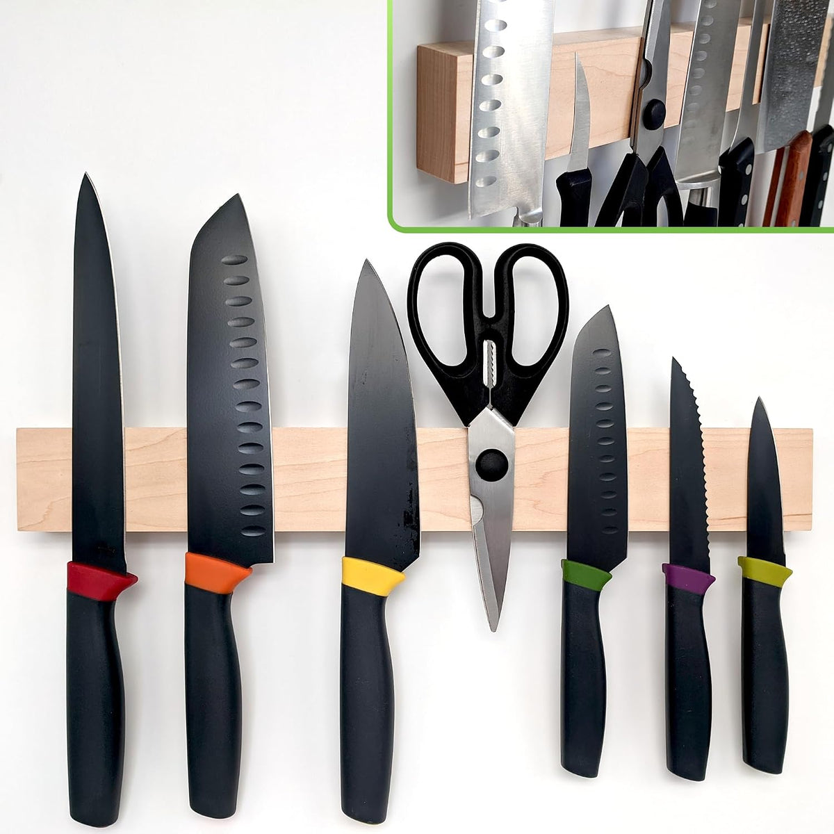 Premium Dark Walnut Wood Magnetic Knife Holder for Wall | 16 Inch | Upgraded Version | Professional Wooden Magnetic Knife Strip - Space-Saving Knife Rack/Knife Bar With Powerful Magnetic Pull Force