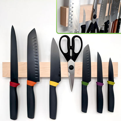 Premium Dark Walnut Wood Magnetic Knife Holder for Wall | 16 Inch | Upgraded Version | Professional Wooden Magnetic Knife Strip - Space-Saving Knife Rack/Knife Bar With Powerful Magnetic Pull Force