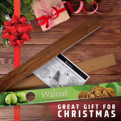 Premium Dark Walnut Wood Magnetic Knife Holder for Wall | 16 Inch | Upgraded Version | Professional Wooden Magnetic Knife Strip - Space-Saving Knife Rack/Knife Bar With Powerful Magnetic Pull Force