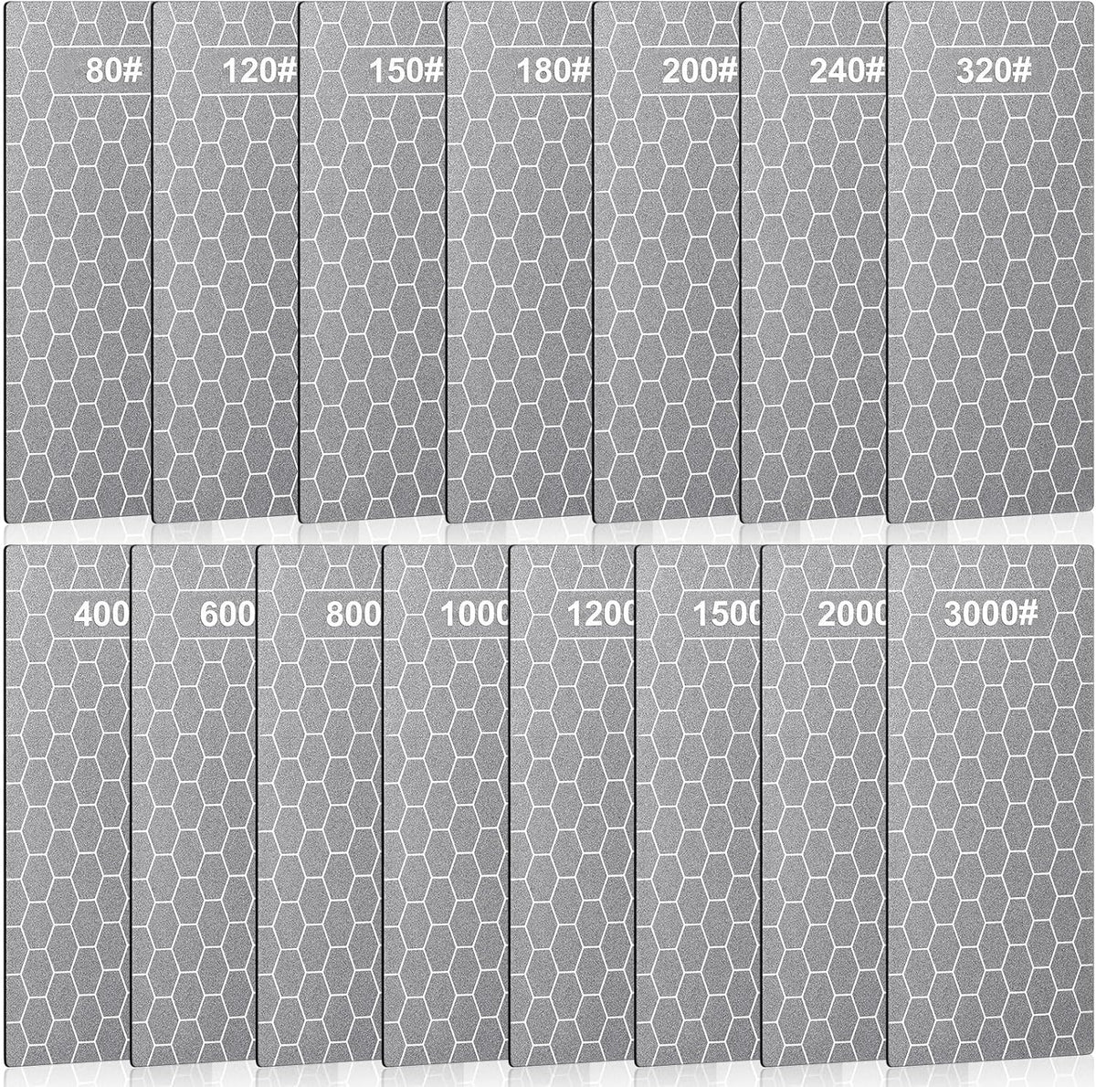 15 Pcs Diamond Sharpening Stone, Diamond Lapping Plate with Extra Fine/medium/coarse Plate and Non-slip Base 80/120/150/180/200/240/320/400/600/800/1000/1200/1500/2000/3000 Grit