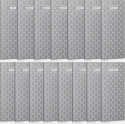 15 Pcs Diamond Sharpening Stone, Diamond Lapping Plate with Extra Fine/medium/coarse Plate and Non-slip Base 80/120/150/180/200/240/320/400/600/800/1000/1200/1500/2000/3000 Grit