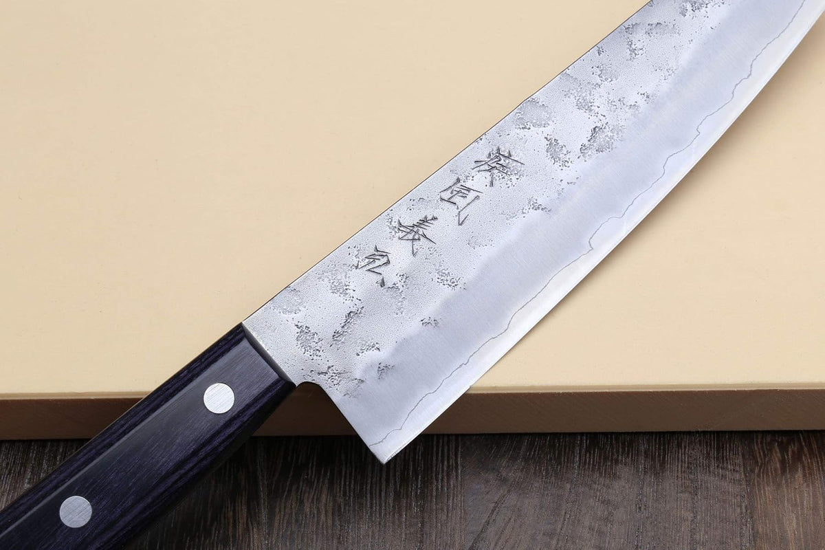 Yoshihiro Stainless Clad Nashiji Ginsan High Carbon Stain Resistant Steel Santoku Multipurpose Knife (7'' (180mm) & Saya)