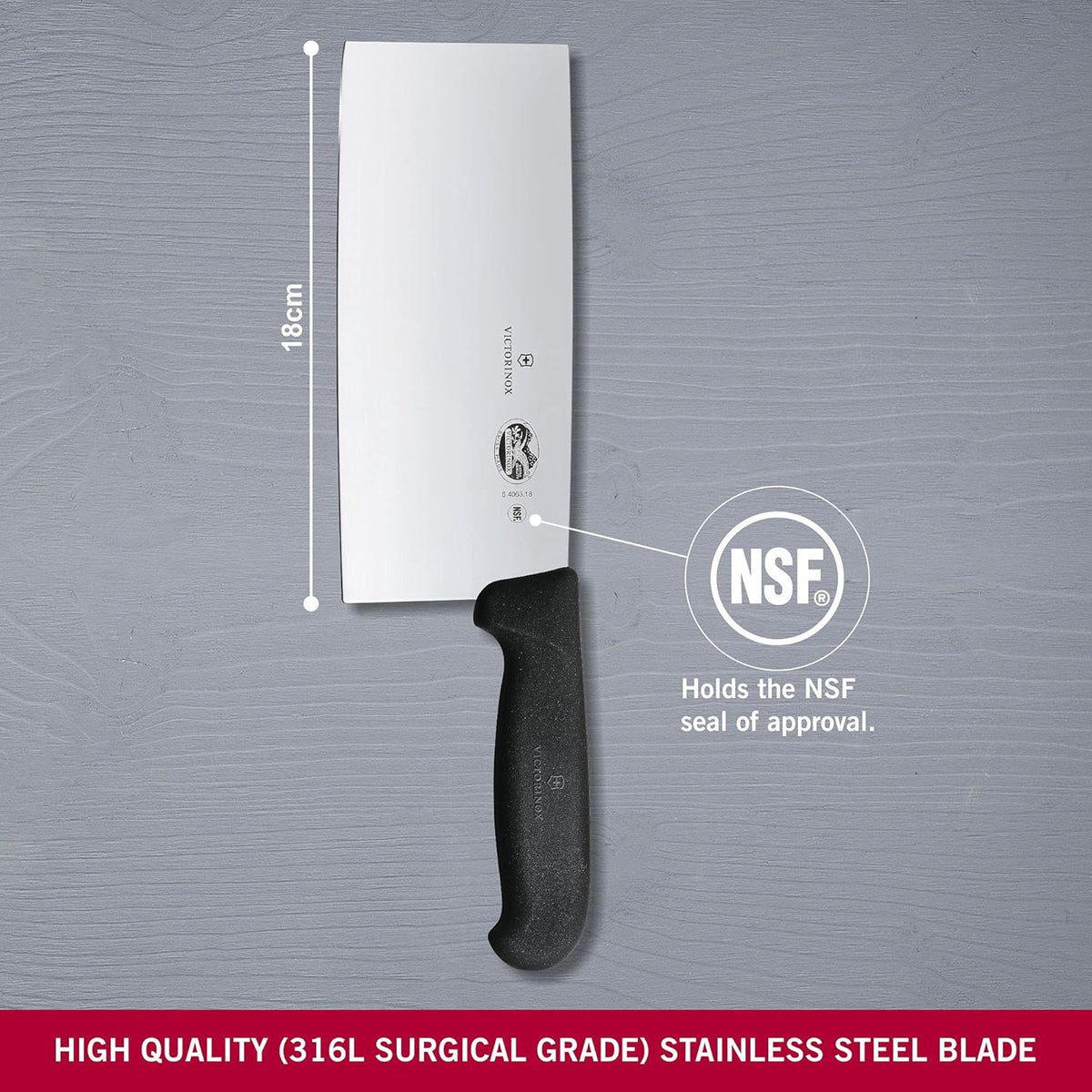 Fibrox 7 in Chinese Cleaver - Swiss Made Butcher Chef Knife | Professional stainless steel classic utility knife with ergonomic non-slip handle. Versatile, durable and dishwasher safe