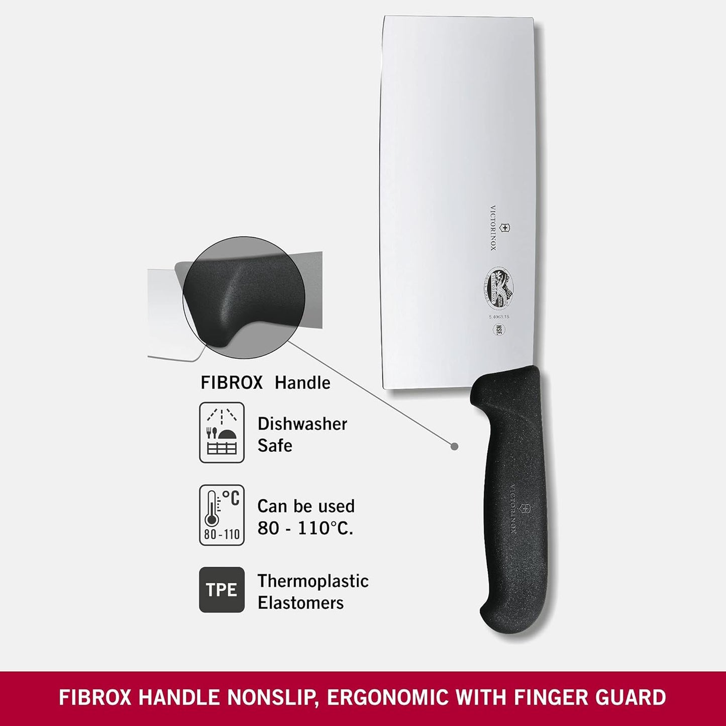 Fibrox 7 in Chinese Cleaver - Swiss Made Butcher Chef Knife | Professional stainless steel classic utility knife with ergonomic non-slip handle. Versatile, durable and dishwasher safe