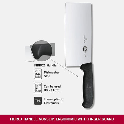 Fibrox 7 in Chinese Cleaver - Swiss Made Butcher Chef Knife | Professional stainless steel classic utility knife with ergonomic non-slip handle. Versatile, durable and dishwasher safe