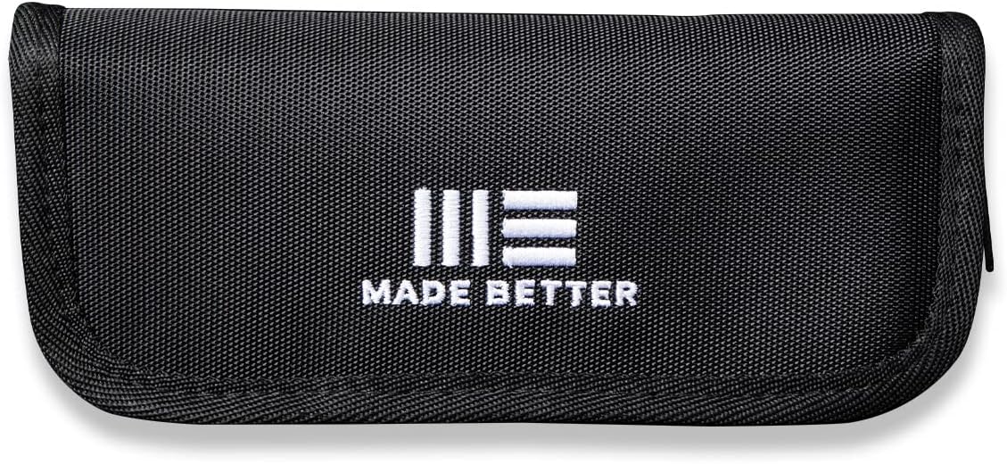 Nylon Knife Pouch, Holds 2 Knives, with Cloth | Soft Lined Interior, Utility Pouch for Folding Pocket Knives and Accessories, Includes Polishing Cloth & Stickers WE-01