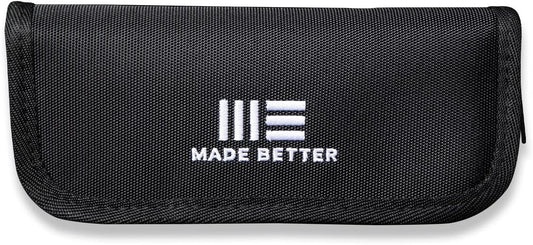 Nylon Knife Pouch, Holds 2 Knives, with Cloth | Soft Lined Interior, Utility Pouch for Folding Pocket Knives and Accessories, Includes Polishing Cloth & Stickers WE-01