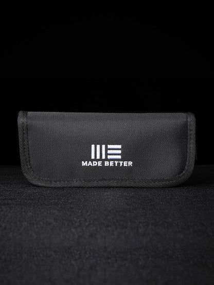 Nylon Knife Pouch, Holds 2 Knives, with Cloth | Soft Lined Interior, Utility Pouch for Folding Pocket Knives and Accessories, Includes Polishing Cloth & Stickers WE-01