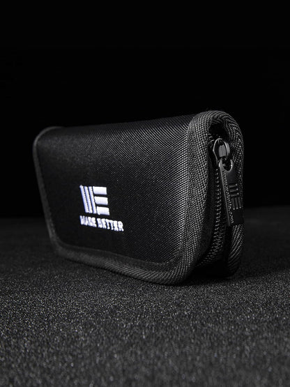 Nylon Knife Pouch, Holds 2 Knives, with Cloth | Soft Lined Interior, Utility Pouch for Folding Pocket Knives and Accessories, Includes Polishing Cloth & Stickers WE-01