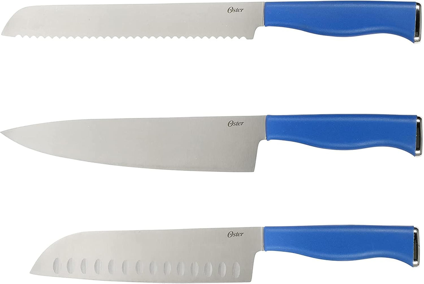 Langmore 15-Piece Stainless Steel Cutlery Knife Block Set with Classic Blue Handles – Full Kitchen Knife Set in Black Storage Box