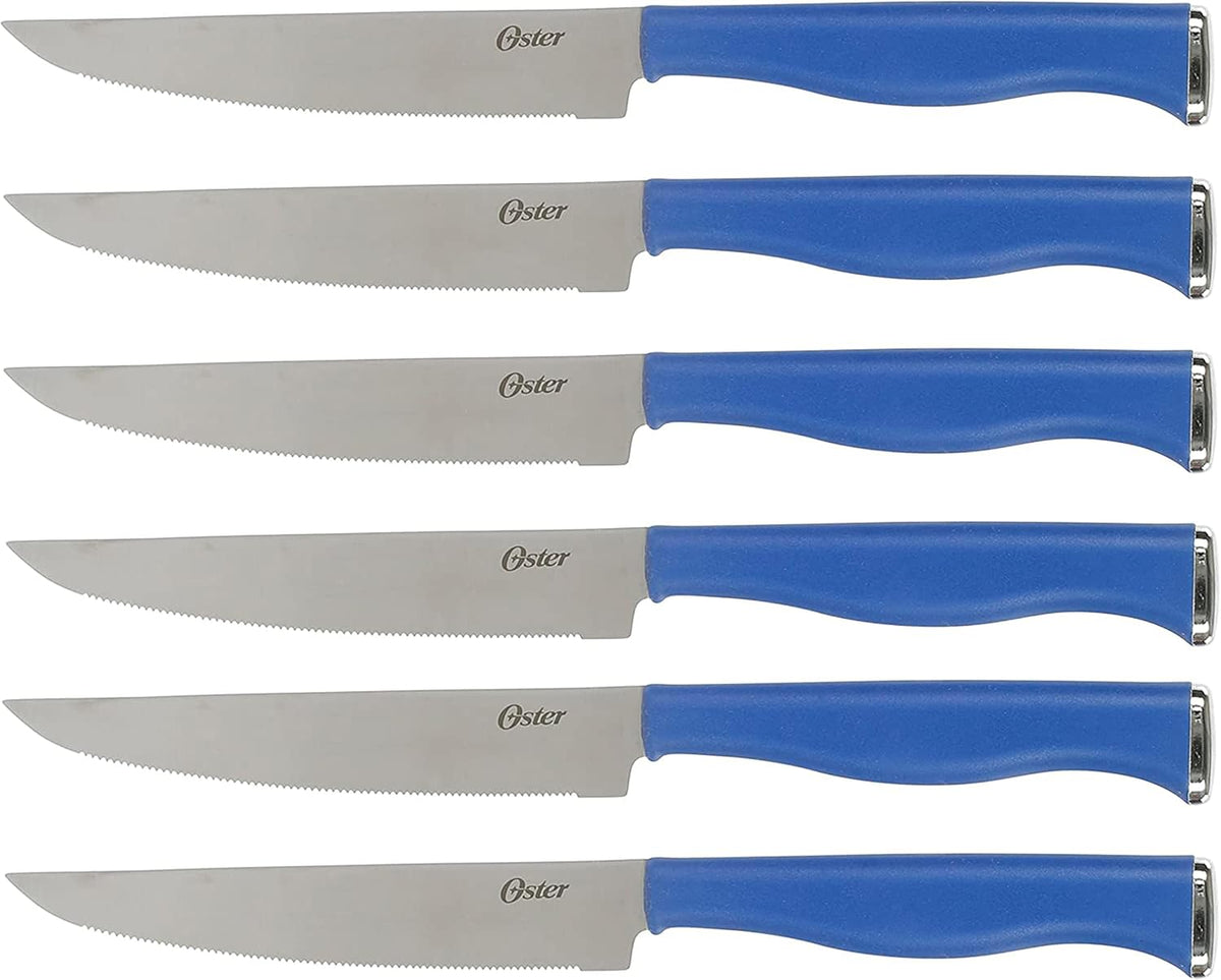 Langmore 15-Piece Stainless Steel Cutlery Knife Block Set with Classic Blue Handles – Full Kitchen Knife Set in Black Storage Box