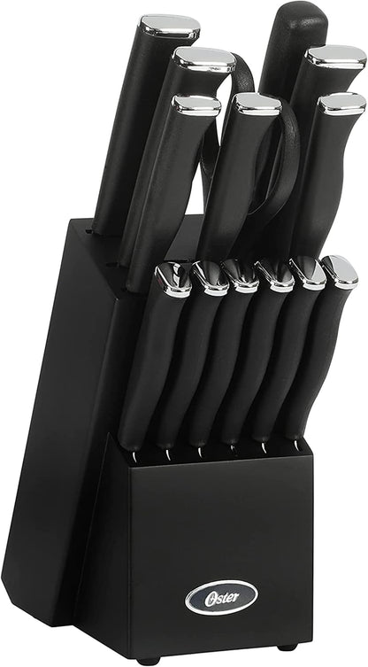 Langmore 15-Piece Stainless Steel Cutlery Knife Block Set with Classic Blue Handles – Full Kitchen Knife Set in Black Storage Box