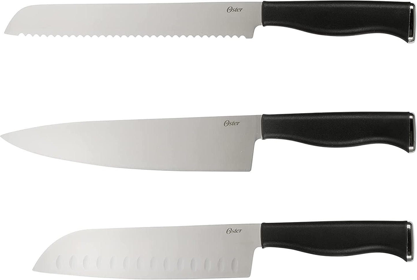 Langmore 15-Piece Stainless Steel Cutlery Knife Block Set with Classic Blue Handles – Full Kitchen Knife Set in Black Storage Box