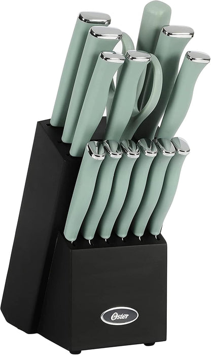 Langmore 15-Piece Stainless Steel Cutlery Knife Block Set with Classic Blue Handles – Full Kitchen Knife Set in Black Storage Box