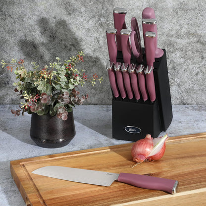 Langmore 15-Piece Stainless Steel Cutlery Knife Block Set with Classic Blue Handles – Full Kitchen Knife Set in Black Storage Box
