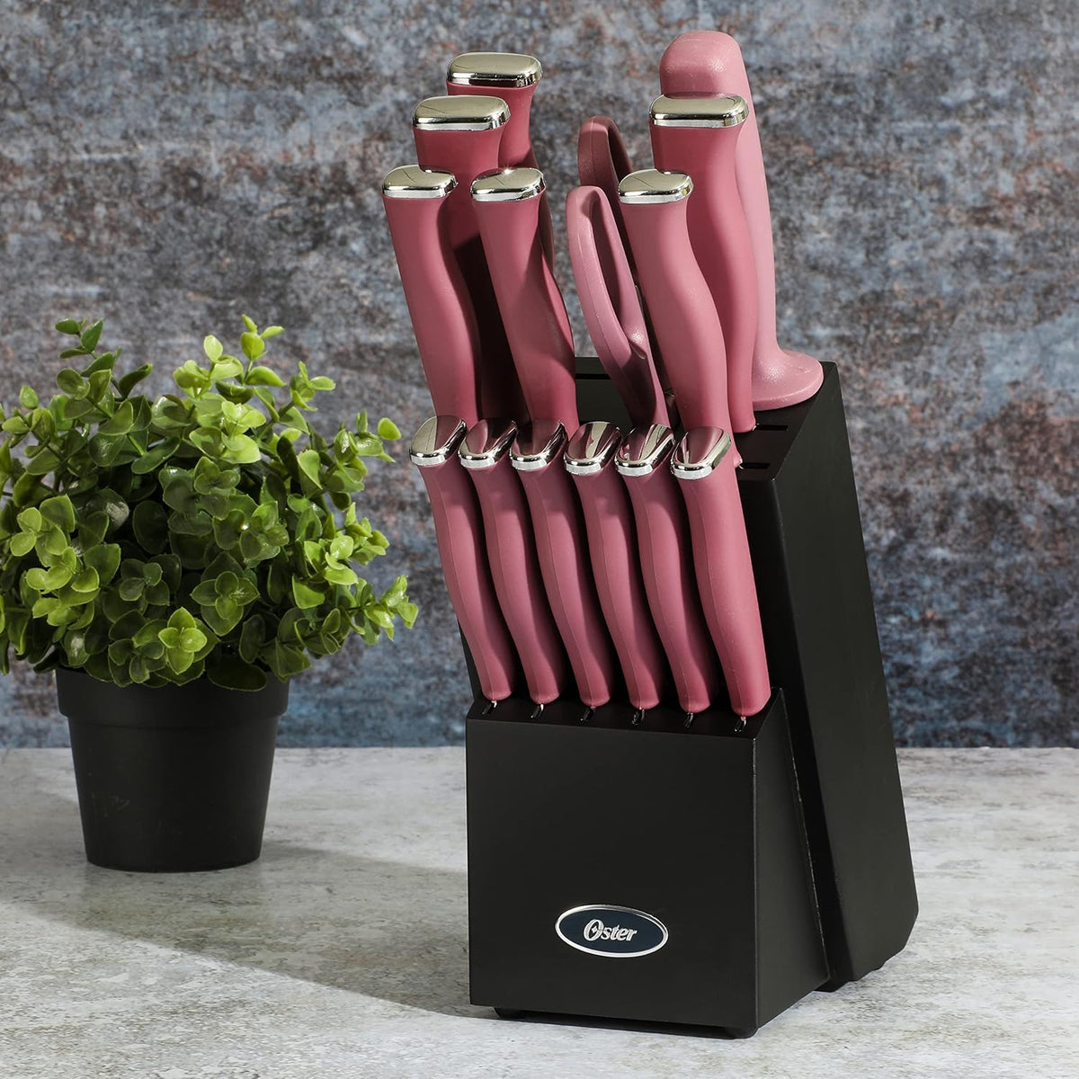 Langmore 15-Piece Stainless Steel Cutlery Knife Block Set with Classic Blue Handles – Full Kitchen Knife Set in Black Storage Box
