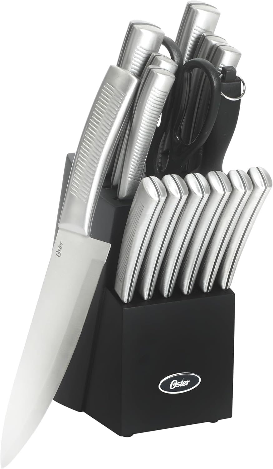 Langmore 15-Piece Stainless Steel Cutlery Knife Block Set with Classic Blue Handles – Full Kitchen Knife Set in Black Storage Box