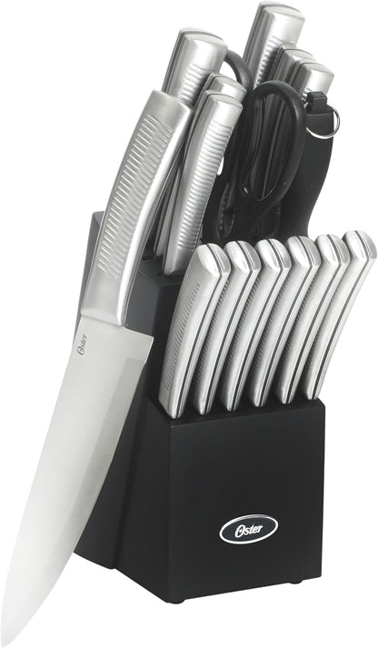 Langmore 15-Piece Stainless Steel Cutlery Knife Block Set with Classic Blue Handles – Full Kitchen Knife Set in Black Storage Box
