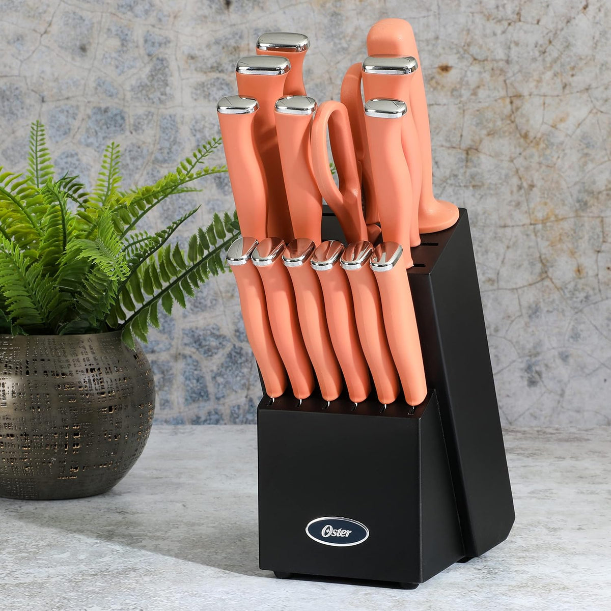 Langmore 15-Piece Stainless Steel Cutlery Knife Block Set with Classic Blue Handles – Full Kitchen Knife Set in Black Storage Box