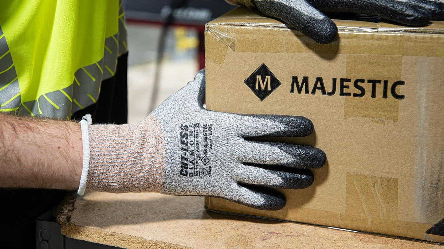 Cut-Less Dyneema Glove with Polyurethane Palm | 1 Pair - XL | 13 Gauge Liner, Pre-Curved Finger, Lightweight, Breathable, Gray/Black | for Automotive, Industrial, Manufacturing | 3437