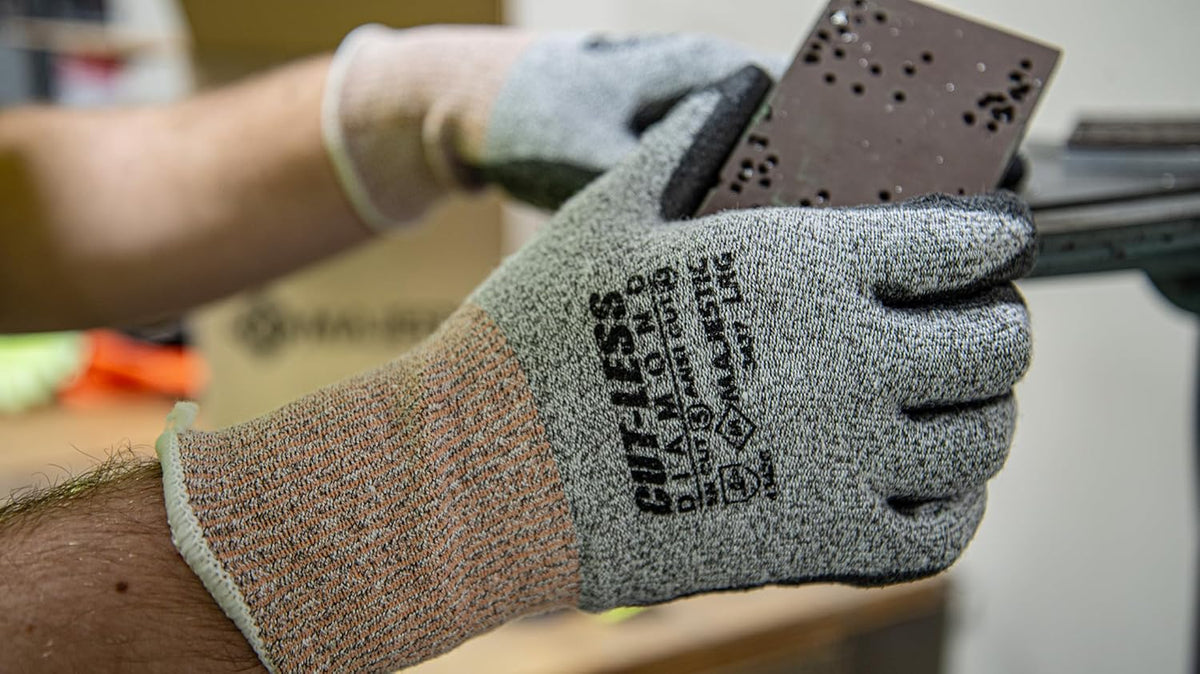 Cut-Less Dyneema Glove with Polyurethane Palm | 1 Pair - XL | 13 Gauge Liner, Pre-Curved Finger, Lightweight, Breathable, Gray/Black | for Automotive, Industrial, Manufacturing | 3437