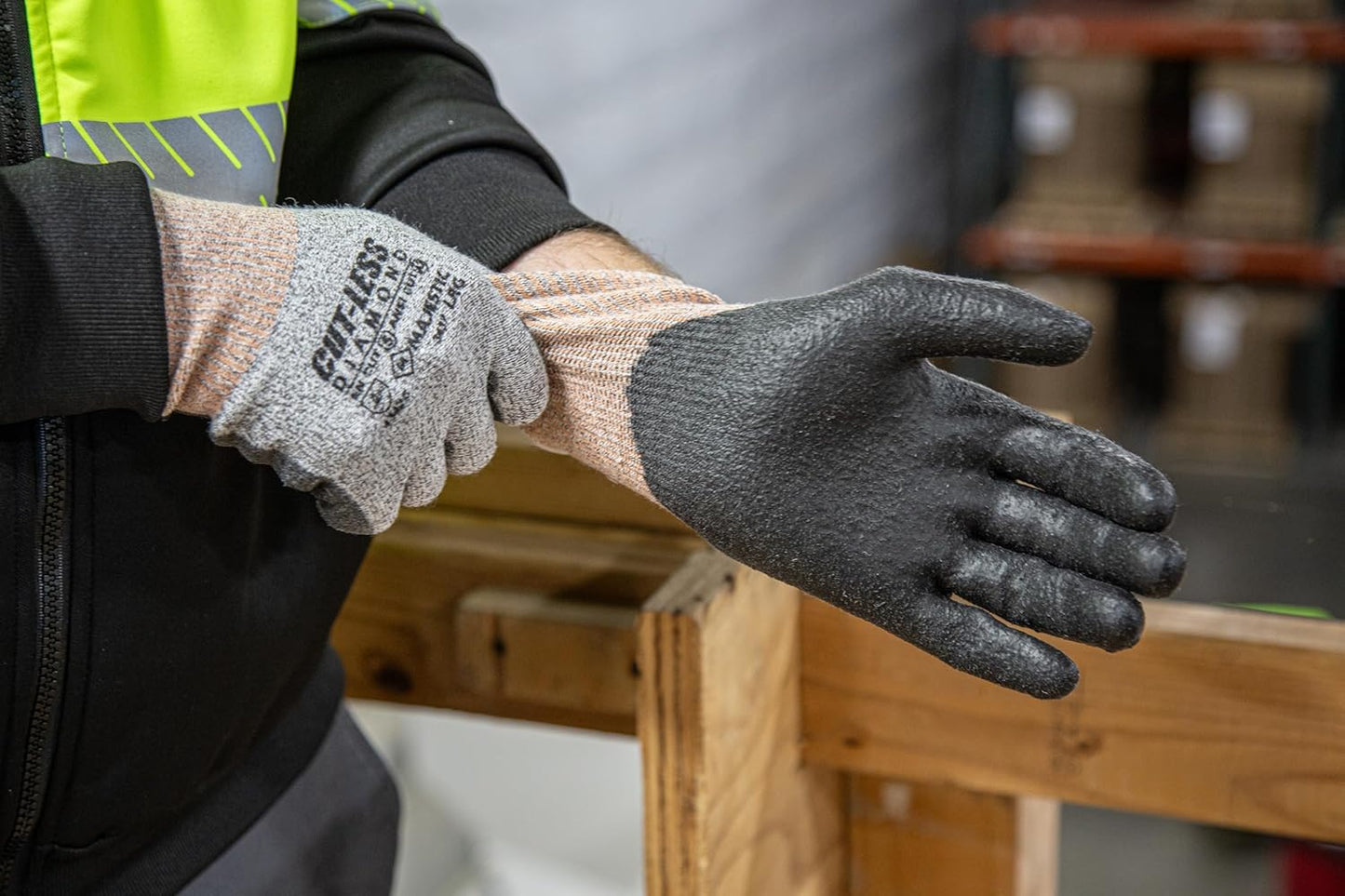 Cut-Less Dyneema Glove with Polyurethane Palm | 1 Pair - XL | 13 Gauge Liner, Pre-Curved Finger, Lightweight, Breathable, Gray/Black | for Automotive, Industrial, Manufacturing | 3437