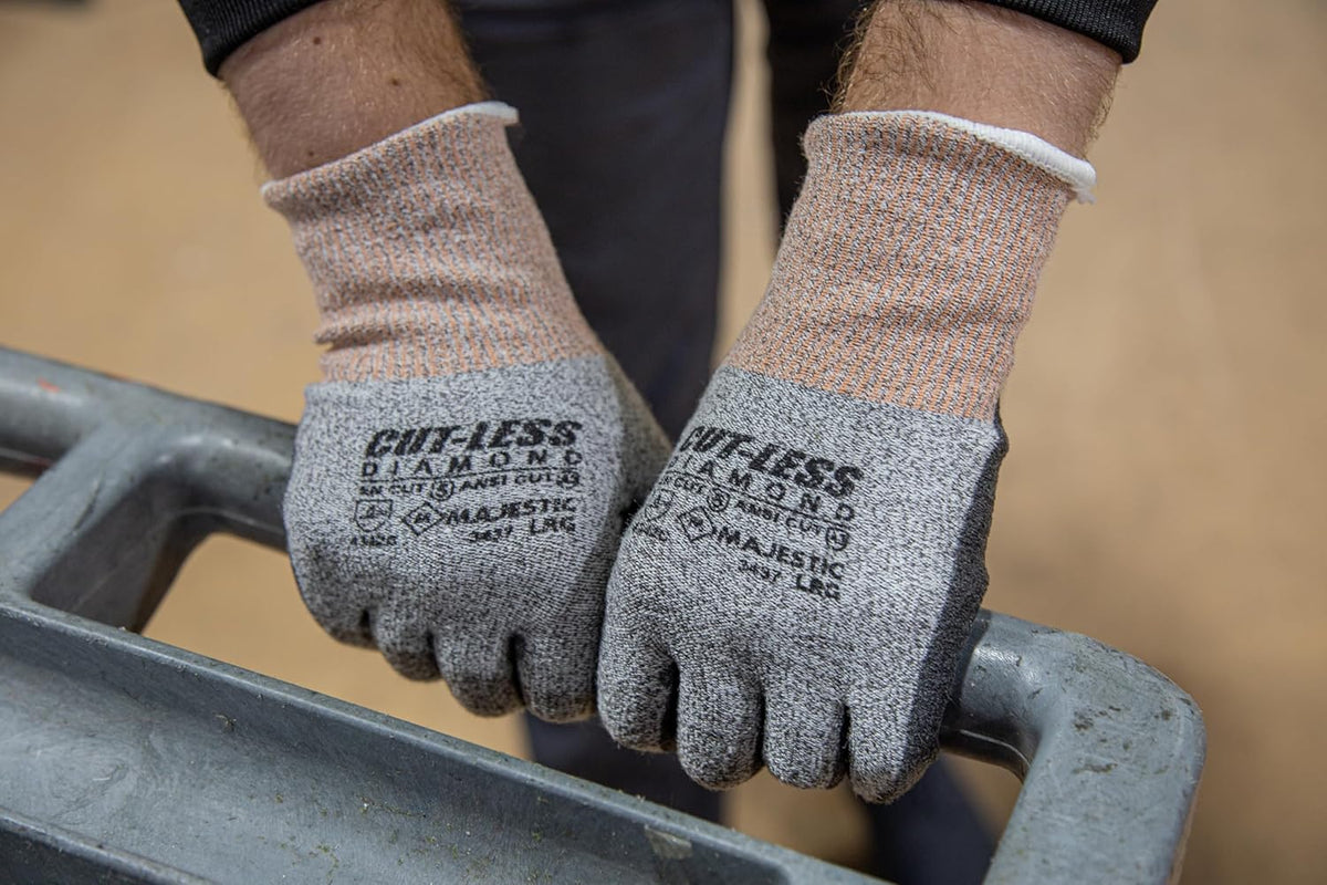 Cut-Less Dyneema Glove with Polyurethane Palm | 1 Pair - XL | 13 Gauge Liner, Pre-Curved Finger, Lightweight, Breathable, Gray/Black | for Automotive, Industrial, Manufacturing | 3437