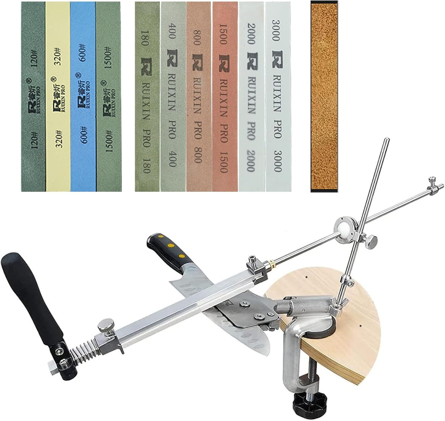 Knife Sharpener Professional Stainless Steel Kitchen Chef Knife Sharpener Home Knife Sharpening Kit Abrasive Holding System Tools (SET C)