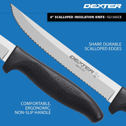 6" Scalloped Insulation Knife, High-Carbon Stainless | Scalloped high-carbon stainless edge cuts insulation cleanly. Slip-resistant black grip trusted by professional installers.