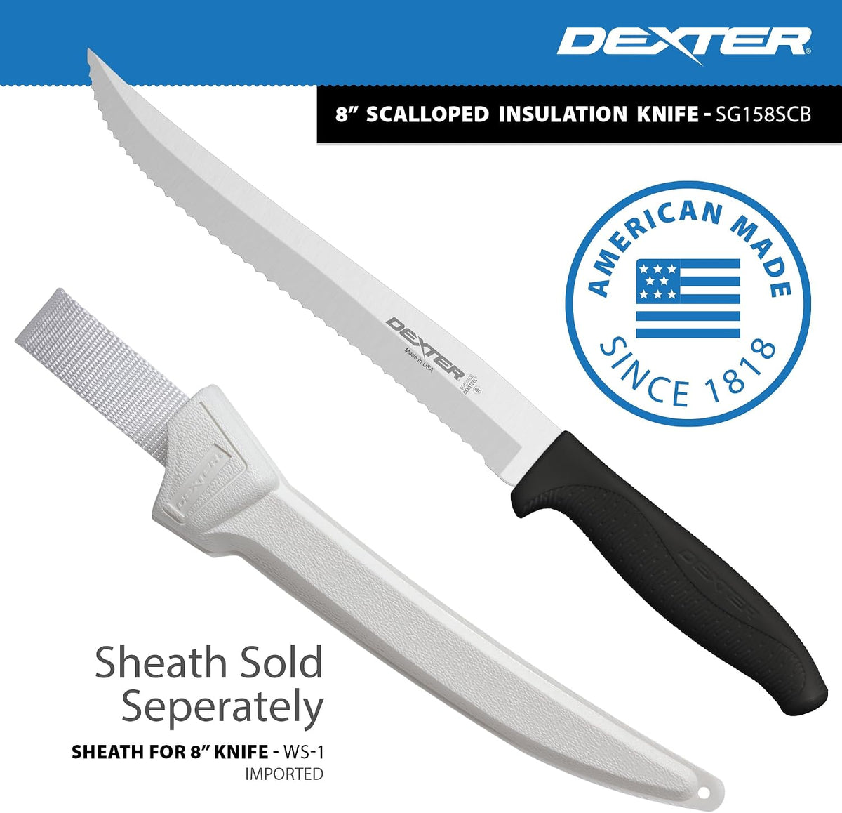 6" Scalloped Insulation Knife, High-Carbon Stainless | Scalloped high-carbon stainless edge cuts insulation cleanly. Slip-resistant black grip trusted by professional installers.