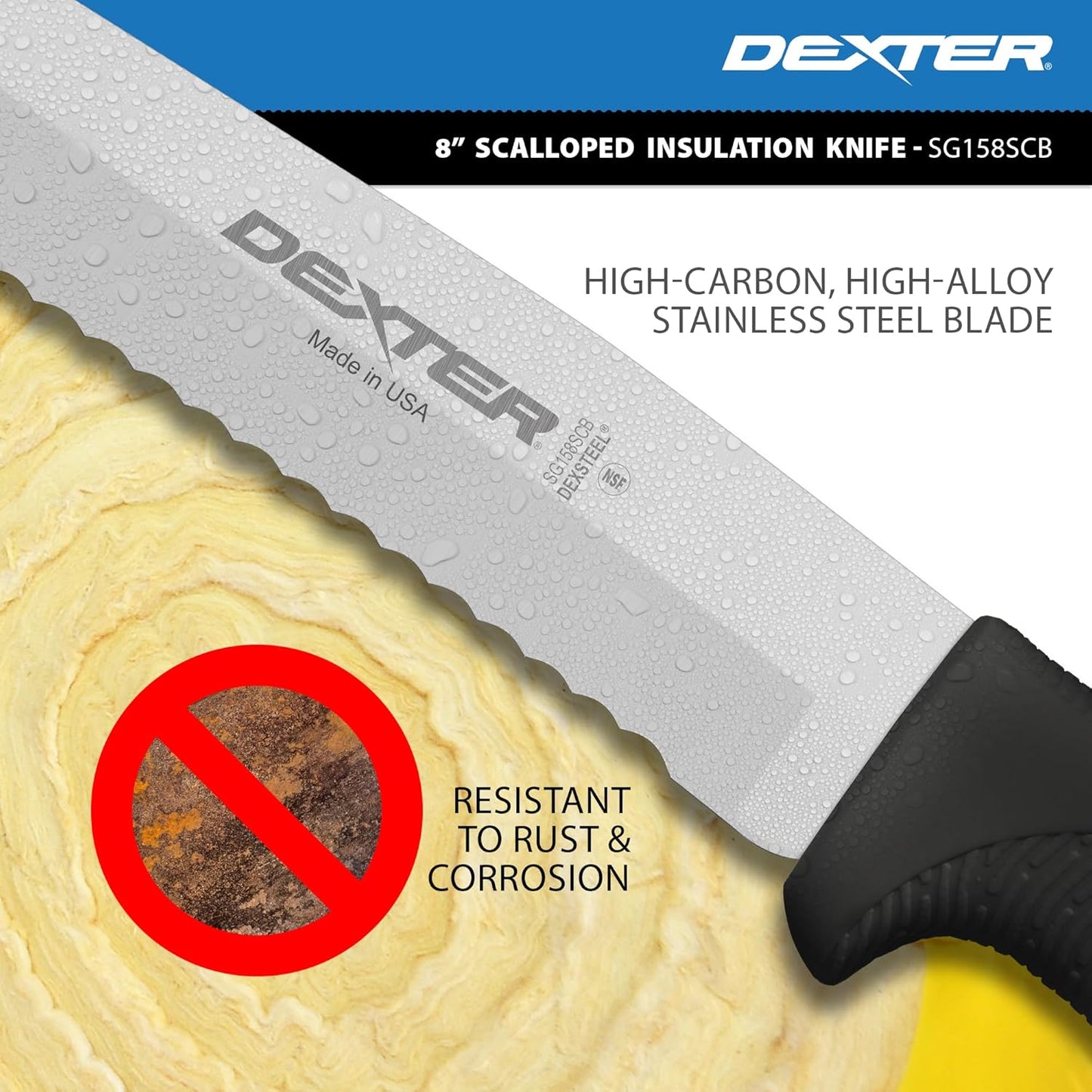 6" Scalloped Insulation Knife, High-Carbon Stainless | Scalloped high-carbon stainless edge cuts insulation cleanly. Slip-resistant black grip trusted by professional installers.