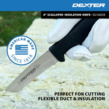 6" Scalloped Insulation Knife, High-Carbon Stainless | Scalloped high-carbon stainless edge cuts insulation cleanly. Slip-resistant black grip trusted by professional installers.