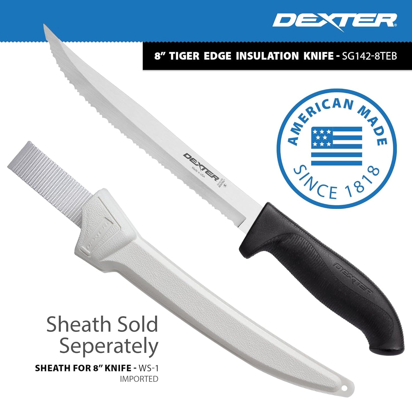 6" Scalloped Insulation Knife, High-Carbon Stainless | Scalloped high-carbon stainless edge cuts insulation cleanly. Slip-resistant black grip trusted by professional installers.