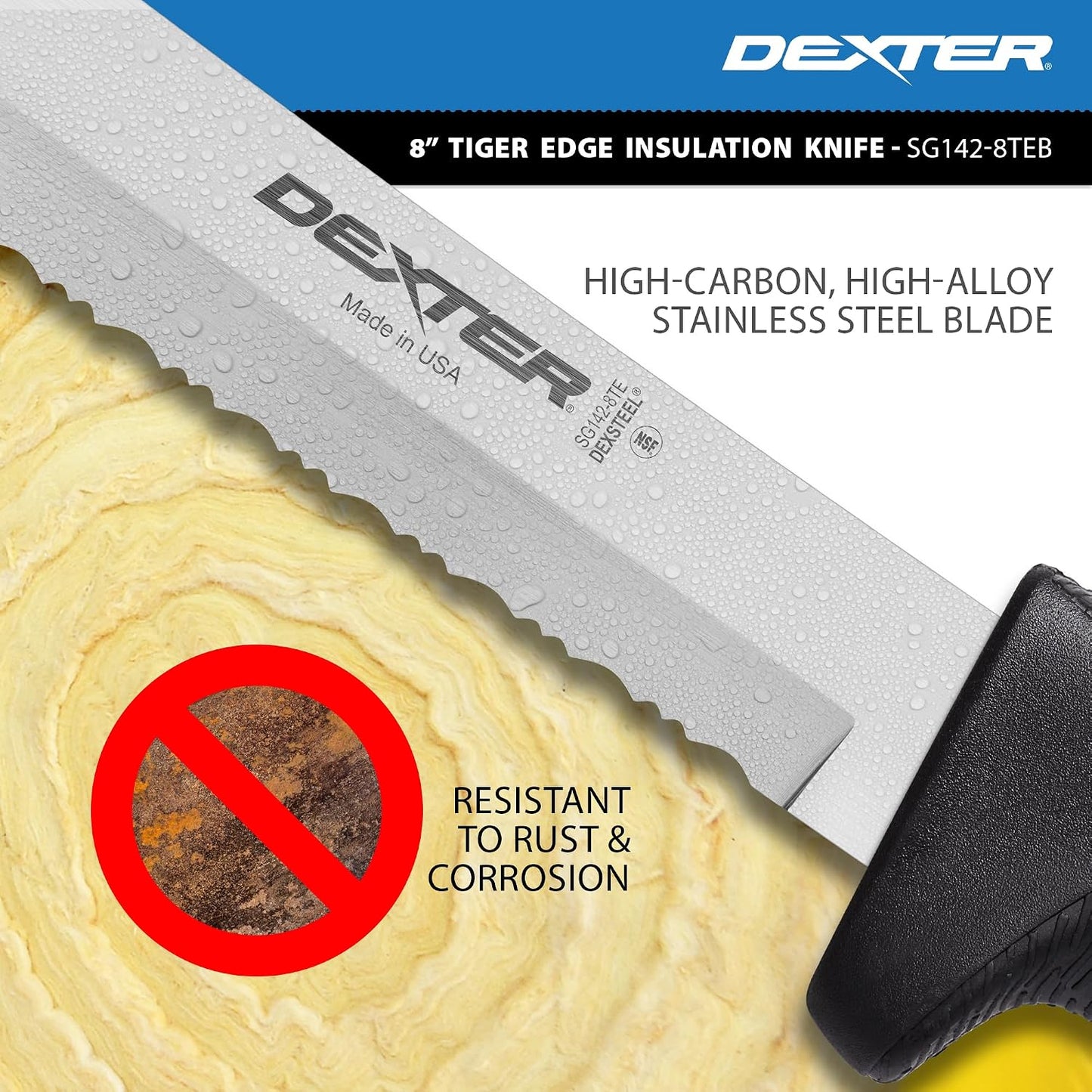 6" Scalloped Insulation Knife, High-Carbon Stainless | Scalloped high-carbon stainless edge cuts insulation cleanly. Slip-resistant black grip trusted by professional installers.