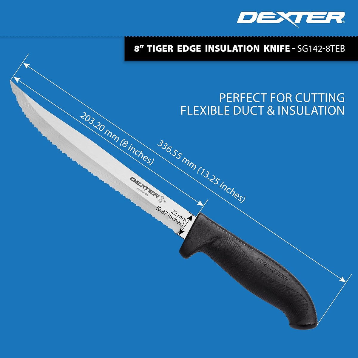 6" Scalloped Insulation Knife, High-Carbon Stainless | Scalloped high-carbon stainless edge cuts insulation cleanly. Slip-resistant black grip trusted by professional installers.