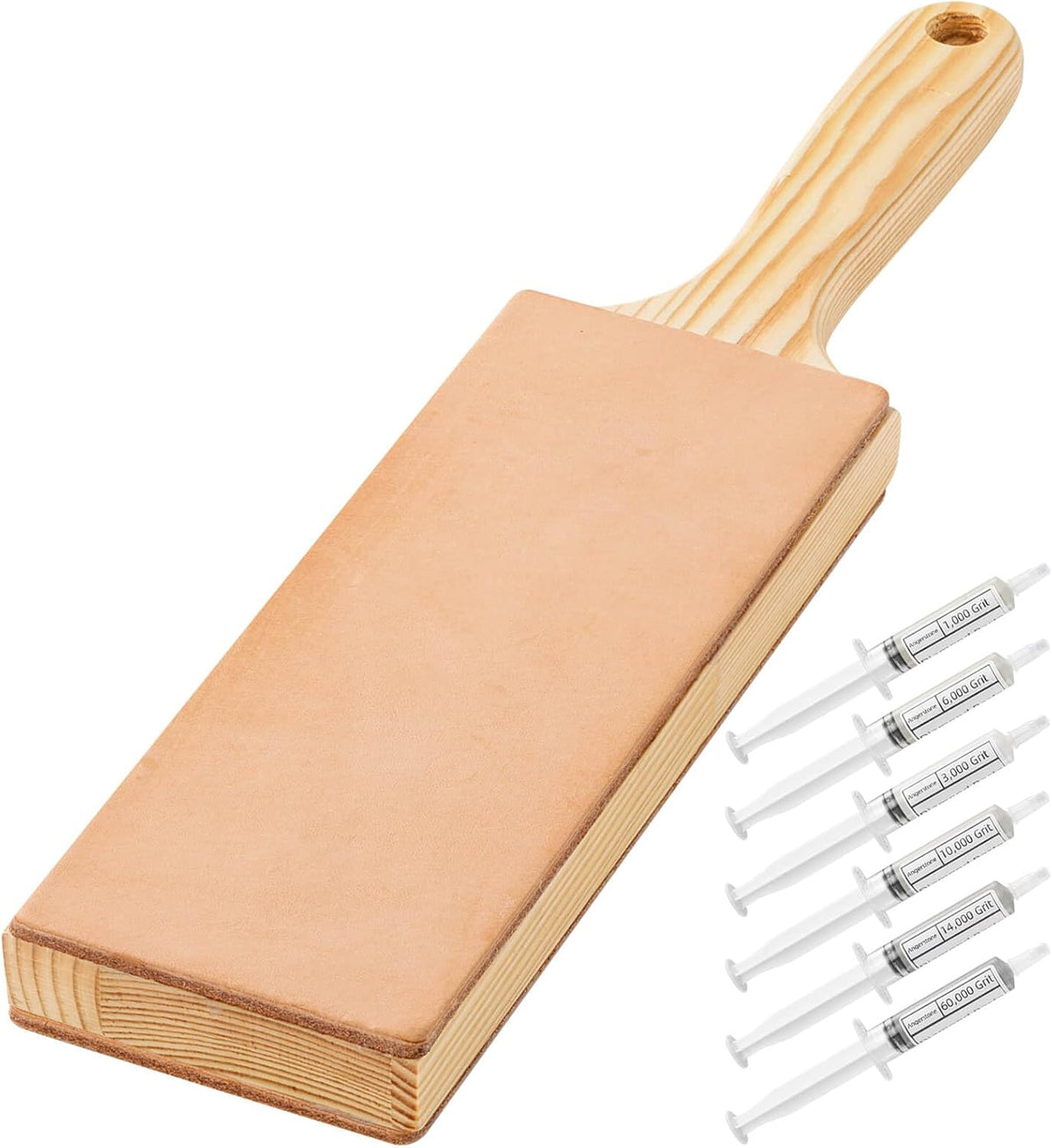 Oversize Double Sided Leather Strop for Knife Sharpening with 6 Diamond Polishing Compounds - Cowhide Stropping Kit with Stropping Compounds, Knife Strop Block Stropping Leather