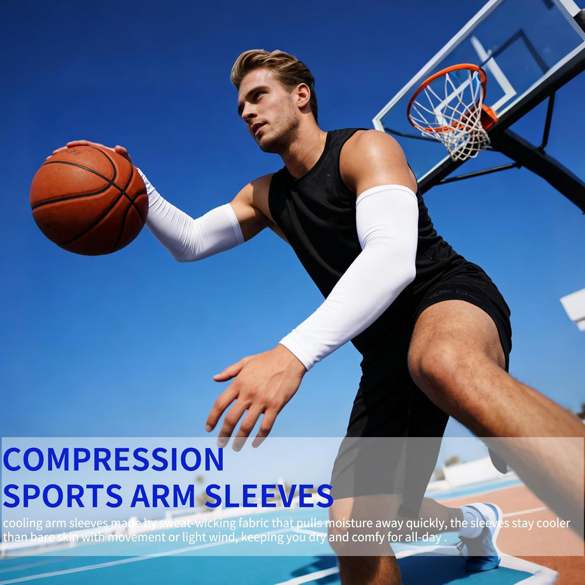 Cooling Arm Sleeves Sun UV Protection Compression for Men Women | 2Pairs, UPF 50, Sports Compression,Tattoo Cover Up ,Fittness,Baseball,Basketball,Cycling,Hiking,Football,Outdoor