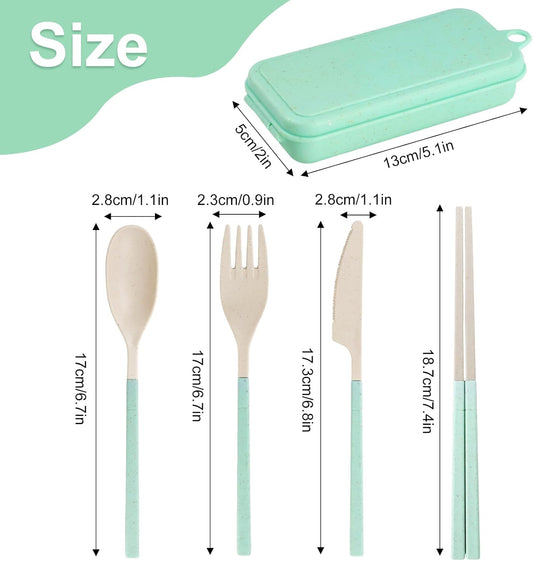 Reusable Travel Utensils Set with Case, 5 Sets Collapsible Cutlery | Portable Utensils Include Spoon Knife Forks Chopsticks for Adult Travel Picnic Camping Or Birthday Use