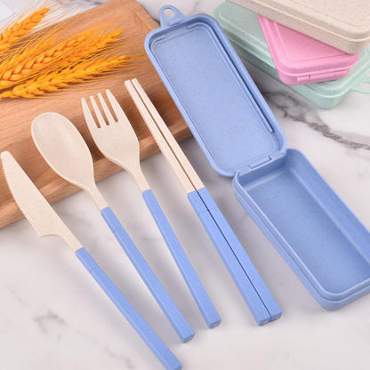 Reusable Travel Utensils Set with Case, 5 Sets Collapsible Cutlery | Portable Utensils Include Spoon Knife Forks Chopsticks for Adult Travel Picnic Camping Or Birthday Use