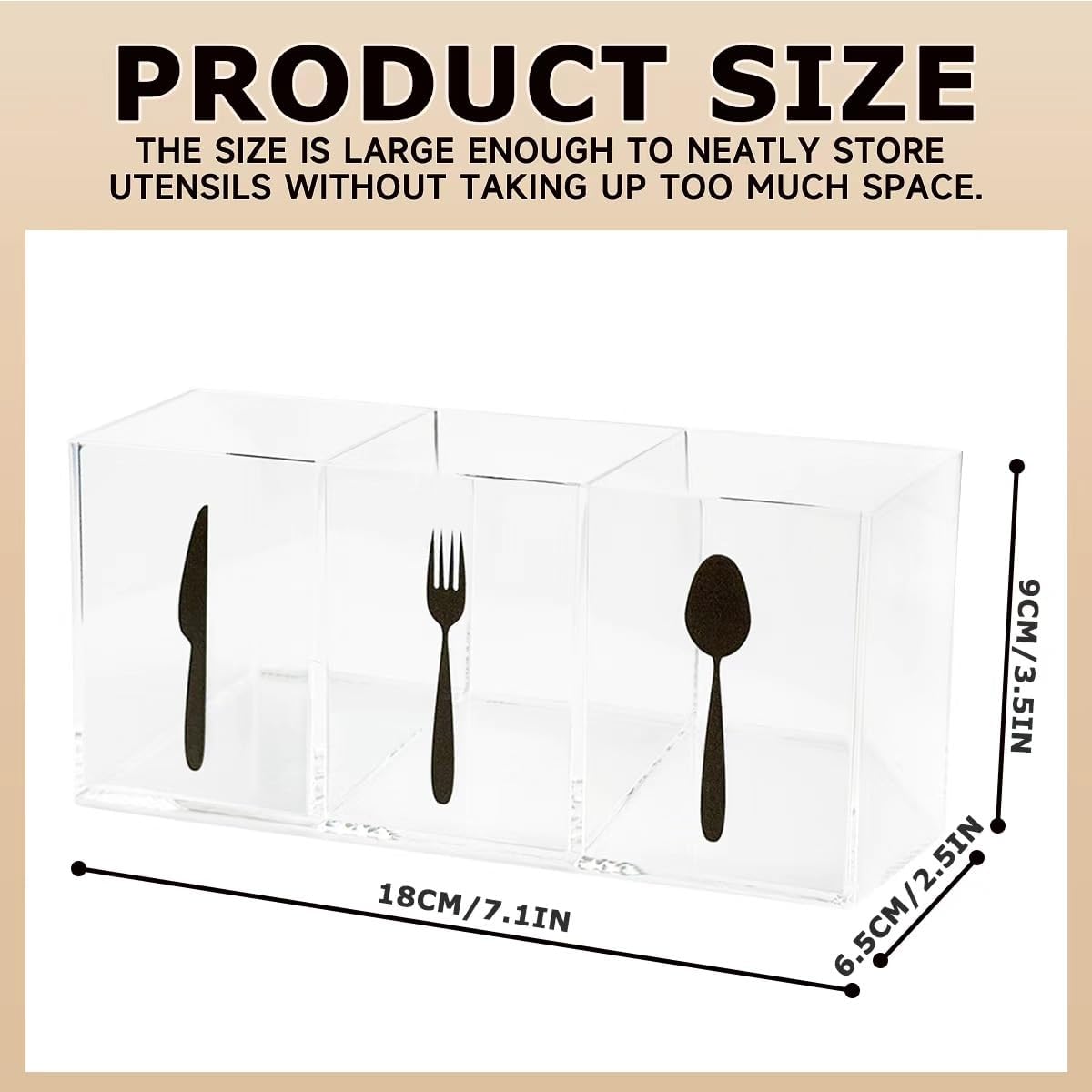 Silverware Organizer Countertop,Acrylic Small Silverware Caddy for Countertop,Knife Fork and Spoon Organizer for Kitchen Storage,Cabinet and Dining Room(Black)