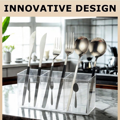 Silverware Organizer Countertop,Acrylic Small Silverware Caddy for Countertop,Knife Fork and Spoon Organizer for Kitchen Storage,Cabinet and Dining Room(Black)