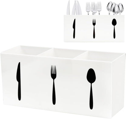 Silverware Organizer Countertop,Acrylic Small Silverware Caddy for Countertop,Knife Fork and Spoon Organizer for Kitchen Storage,Cabinet and Dining Room(Black)