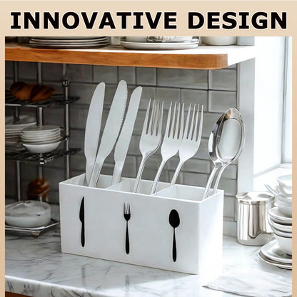 Silverware Organizer Countertop,Acrylic Small Silverware Caddy for Countertop,Knife Fork and Spoon Organizer for Kitchen Storage,Cabinet and Dining Room(Black)