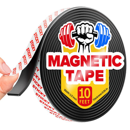 Magnetic Strips with Adhesive Backing - Magnetic Tape for Crafts - Tool and Knife Magnet Strips for Kitchen, Garage and Garden - Adhesive Magnetic Tool Holder Strip for Wall (10 Pieces, 6" x 1")