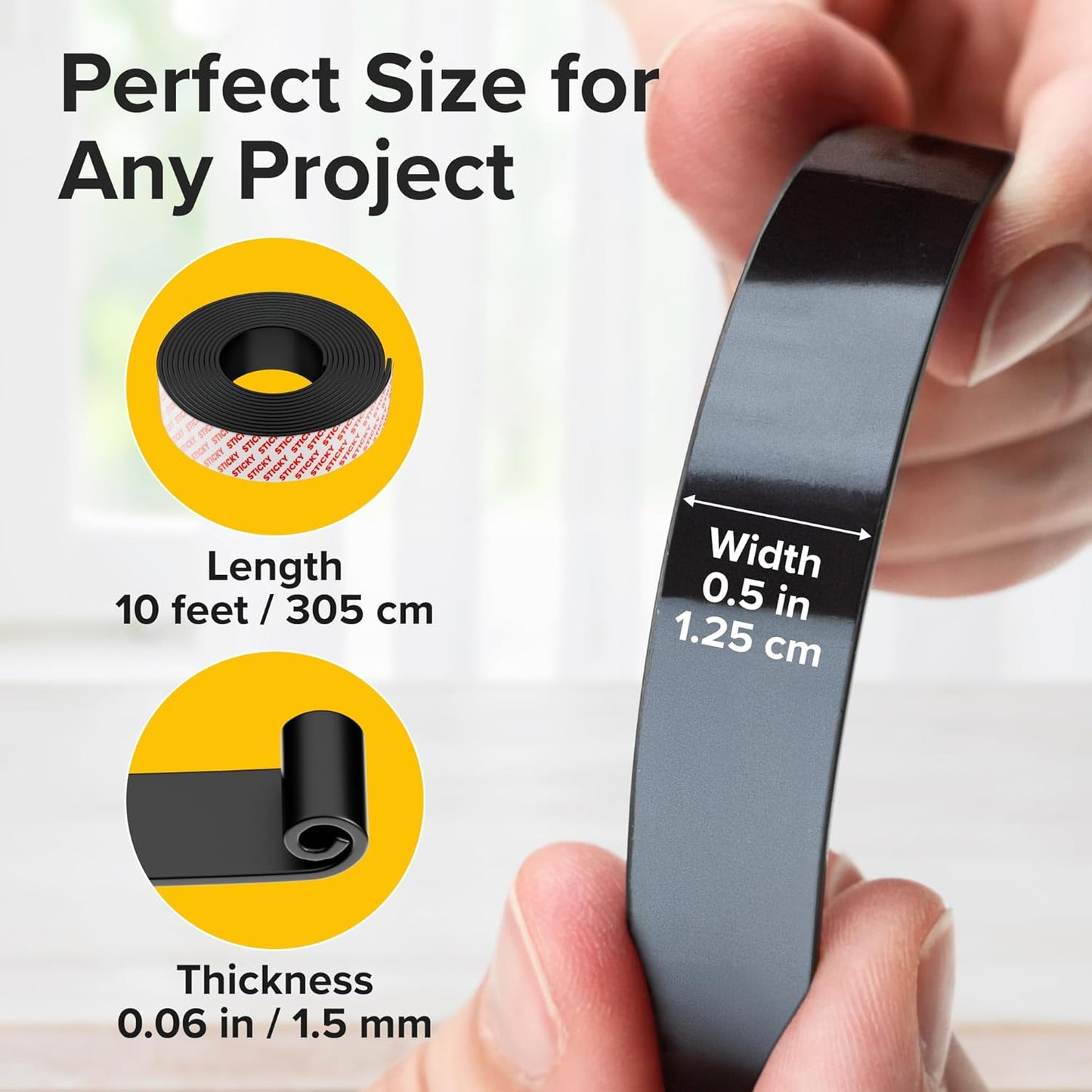 Magnetic Strips with Adhesive Backing - Magnetic Tape for Crafts - Tool and Knife Magnet Strips for Kitchen, Garage and Garden - Adhesive Magnetic Tool Holder Strip for Wall (10 Pieces, 6" x 1")