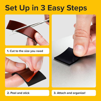 Magnetic Strips with Adhesive Backing - Magnetic Tape for Crafts - Tool and Knife Magnet Strips for Kitchen, Garage and Garden - Adhesive Magnetic Tool Holder Strip for Wall (10 Pieces, 6" x 1")
