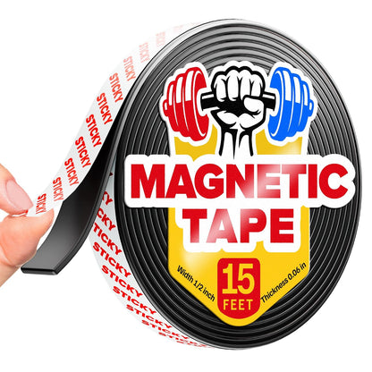 Magnetic Strips with Adhesive Backing - Magnetic Tape for Crafts - Tool and Knife Magnet Strips for Kitchen, Garage and Garden - Adhesive Magnetic Tool Holder Strip for Wall (10 Pieces, 6" x 1")
