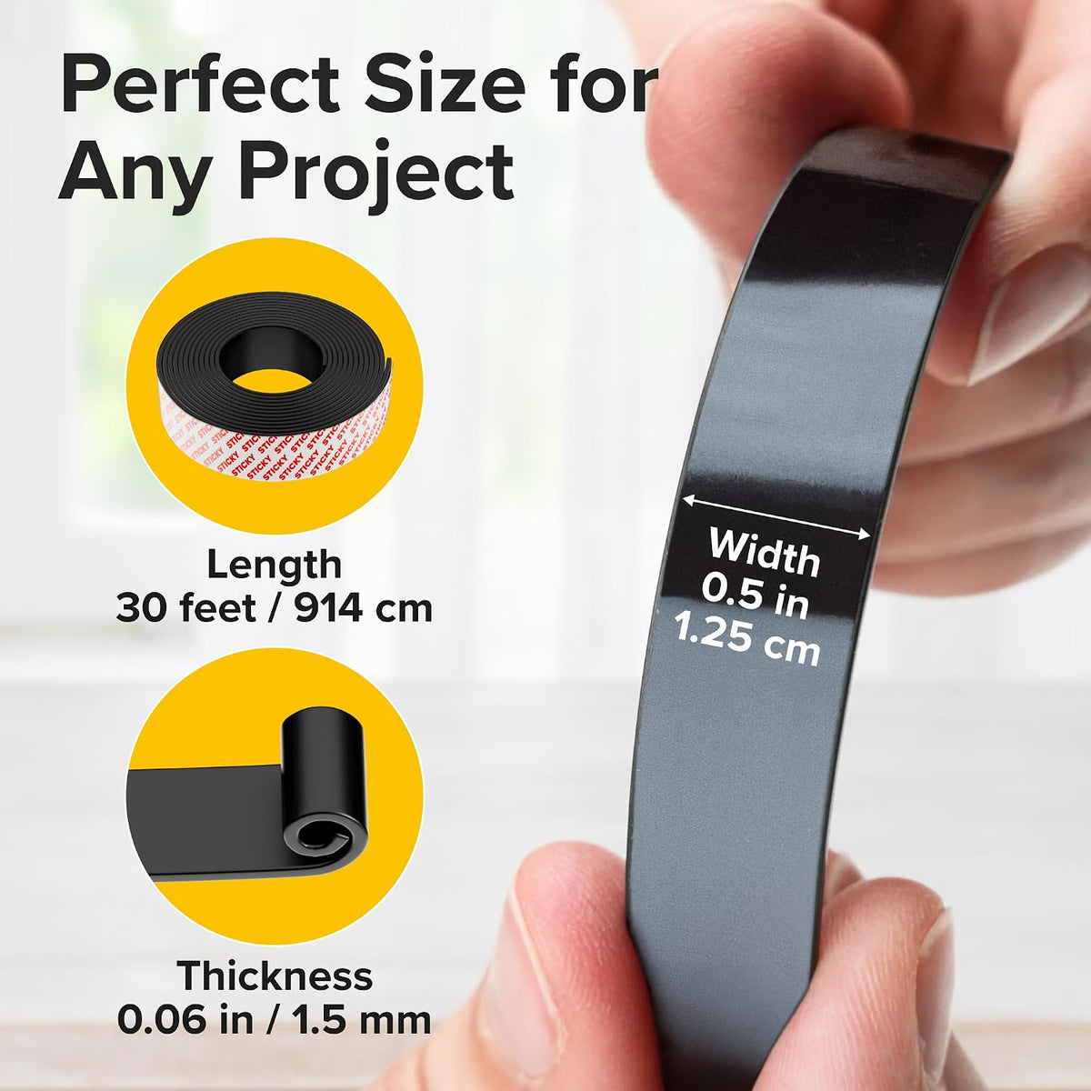 Magnetic Strips with Adhesive Backing - Magnetic Tape for Crafts - Tool and Knife Magnet Strips for Kitchen, Garage and Garden - Adhesive Magnetic Tool Holder Strip for Wall (10 Pieces, 6" x 1")