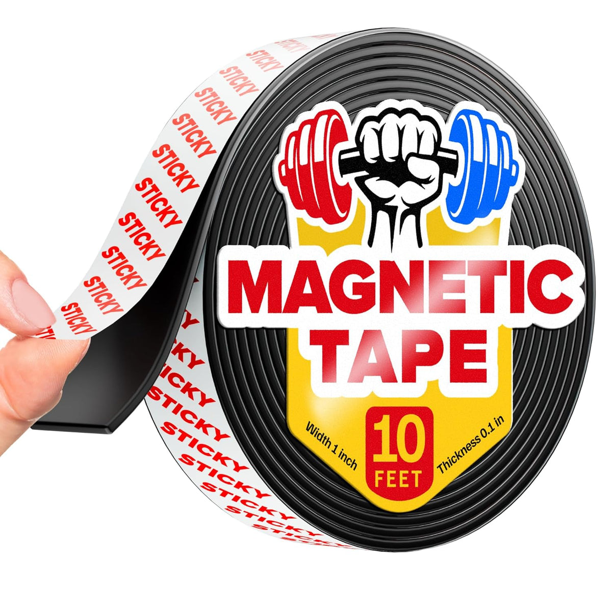 Magnetic Strips with Adhesive Backing - Magnetic Tape for Crafts - Tool and Knife Magnet Strips for Kitchen, Garage and Garden - Adhesive Magnetic Tool Holder Strip for Wall (10 Pieces, 6" x 1")
