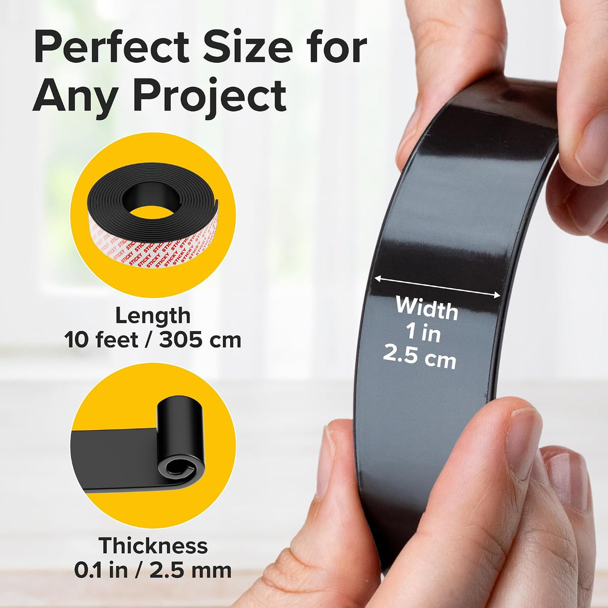 Magnetic Strips with Adhesive Backing - Magnetic Tape for Crafts - Tool and Knife Magnet Strips for Kitchen, Garage and Garden - Adhesive Magnetic Tool Holder Strip for Wall (10 Pieces, 6" x 1")